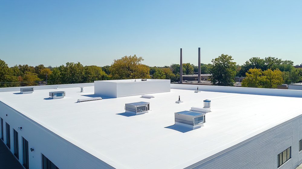 White commercial building rooftop